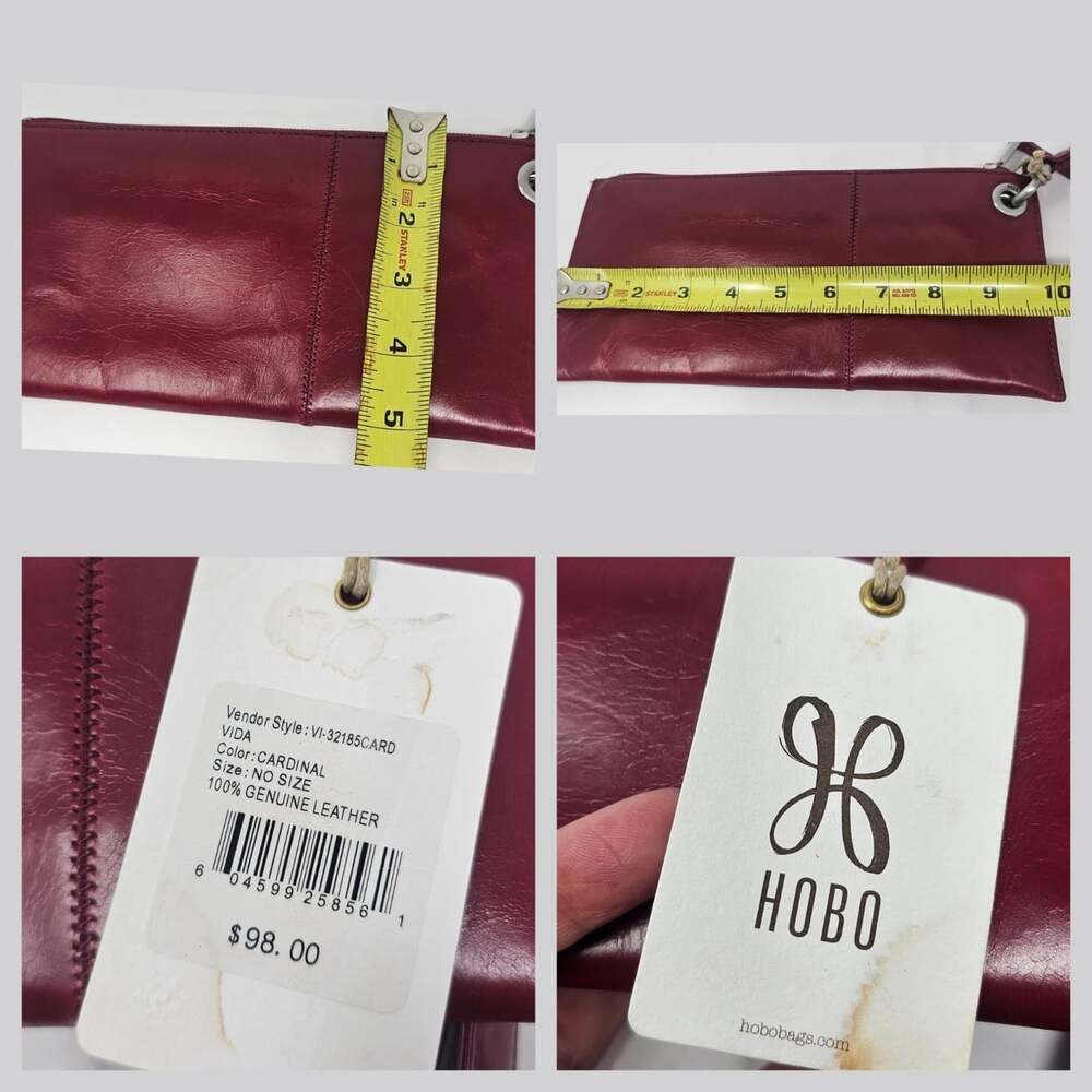 HOBO Vida Cardinal Red Polished Leather Clutch Wristlet NWT Minimalist - Picture 7 of 12